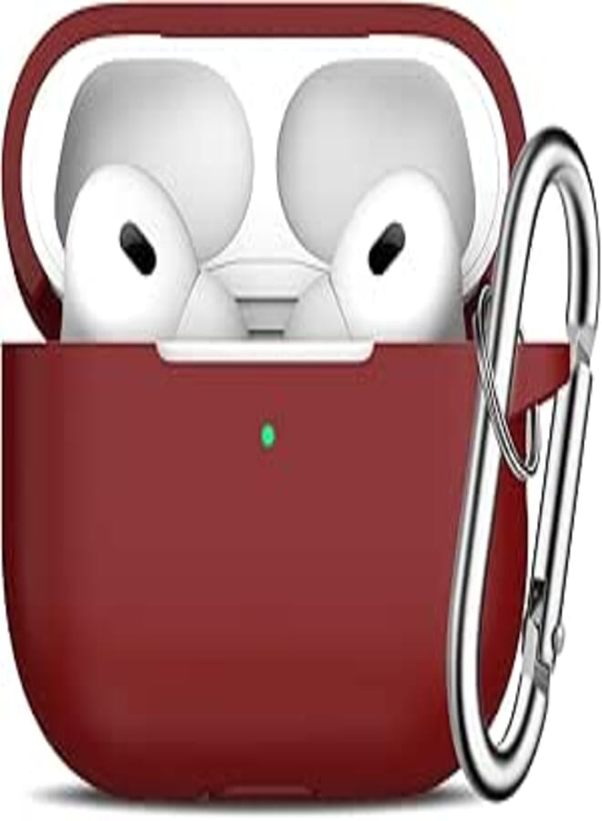 OJOS Case Compatible with AirPods Pro 2nd Generation Cover, Protective Silicone Skin Accessories with Keychain for Women Men for Apple AirPods Pro Gen 2 (2022), Wine Red